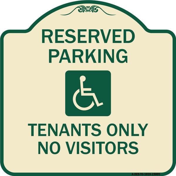 Reserved Parking Tenants No Visitors W/ Graphic Heavy-Gauge Aluminum Sign, 18" x 18", TG-1818-23005